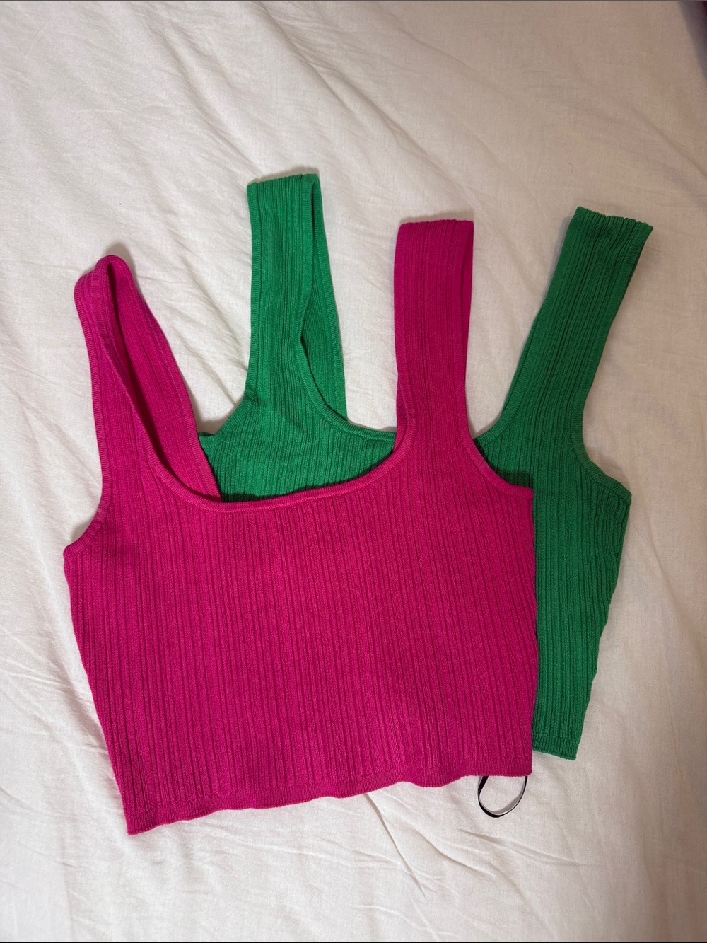 H&M Ribbed Tank Tops in Fuchsia and Kelly Green